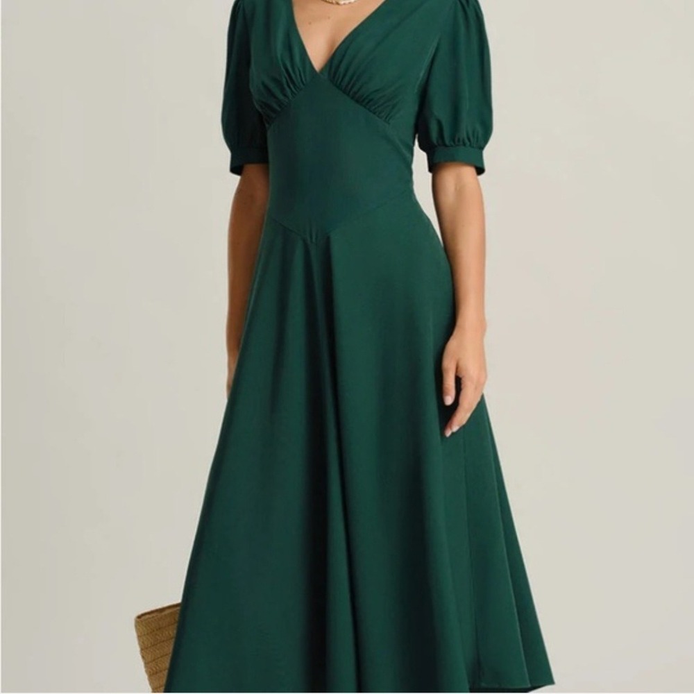 RIHOAS Dress NWT Satin Forest Green Long Midi Wedding Guest Homecoming Small
